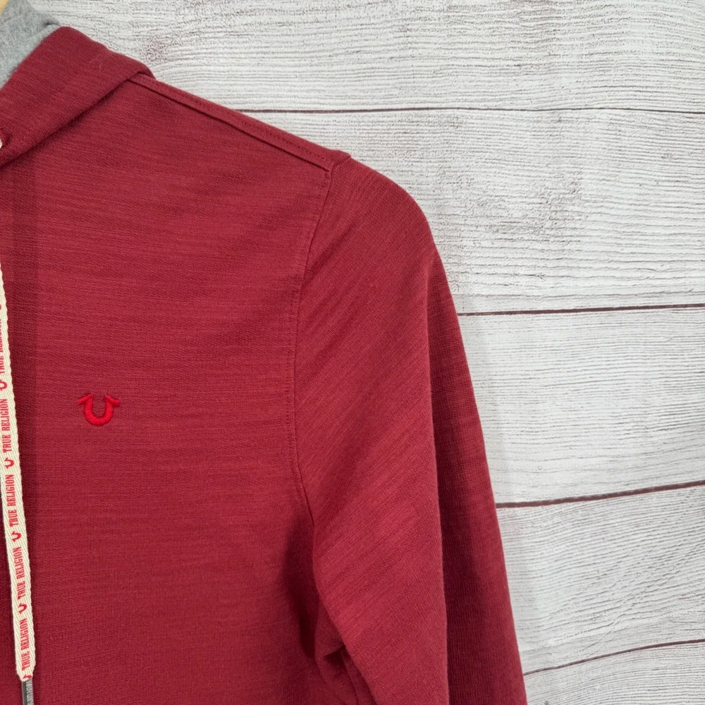 True Religion Hoodie Pullover Henley Kangaroo Pocket‎ Red Casual Size 3XL